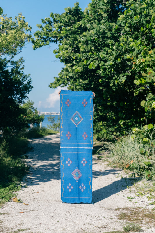 Vintage Indigo Berber Runner | High Atlas Mountains, Morocco